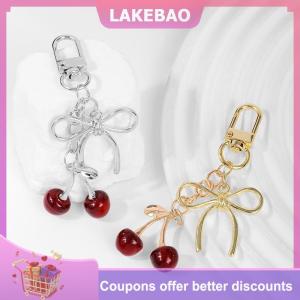 【LAKEBAO】 Anh đào màu Đỏ Keychain chuỗi Bowknot quyến rũ Mặt dây chuyền Keyring trang sức cho cô gái phụ nữ Quà Tặng túi trang trí