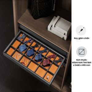 Giá Để Đồ Trang Sức Eurogold (Đen Trắng) Dòng EUA61 - Ray Giảm Chấn - Hợp Kim Nhôm Sơn Tĩnh Điện - Hàng Chính Hãng