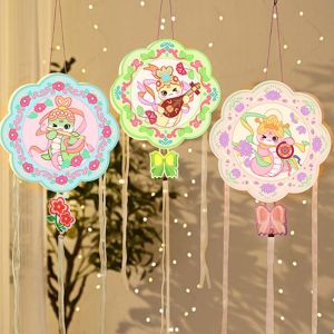 CHOMI SHOP Truyền thống Đèn lồng di động năm rắn PVC Phong cách Trung Quốc Đèn lồng dạ quang năm mới Túi chất liệu tự làm Hoạt hình Đèn lồng cầm tay cho trẻ em Đồ trang trí năm mới tại nhà