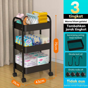 Rak Troli Stainless Steel Rak Susun Besi Rak 4 tingkat Rak kamar mandi Rak Salon Rak Roda