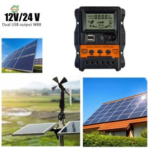 Dual USB Solar Charge Controller 12V 24V with LCD Display for Safe and Efficient Solar Power Management[Winnereco World]