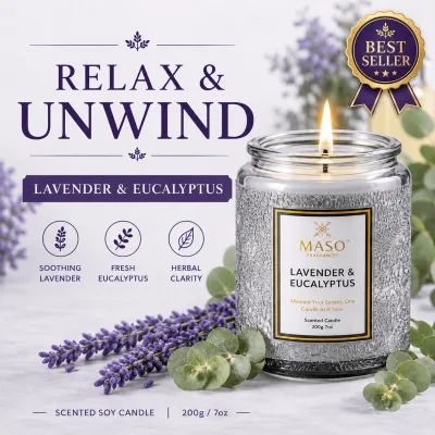 Scented Candle - Natural Soy Wax Hand Poured with Natural Essential Oil | Smokeless | Decorative Luxury Candle Jar | Perfect as Gift |