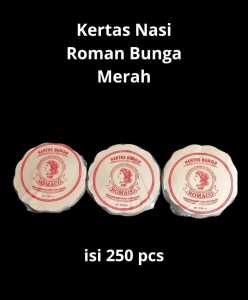 P2 JOLIE/Kertas Nasi Bunga Bulat Romaco MERAH DAN GAJAH BIRU/Diameter 27cm/Alas Piring Lidi Rotan Isi 250 Lembar