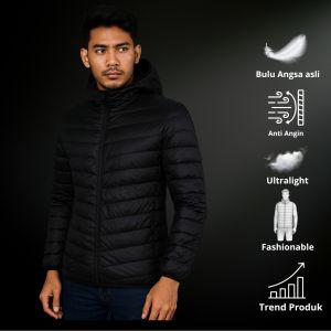 Jaket Bulu Angsa Asli Ringan Tahan Angin Nyaman Di Pakai Casual Outddor Hiking Traveling