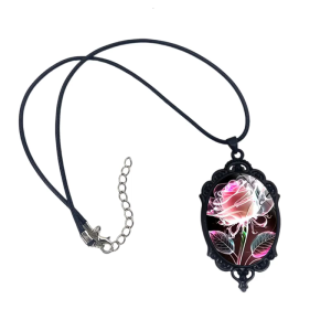 Multipurpose Cord Dipped Rose Pendant Necklace Portable for Women Suitable for Parties Supplies and Ceremonies