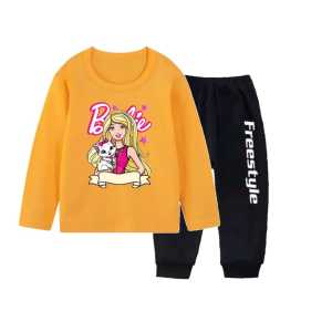 stelan kaos atasan anak perempuan motif BARBIE catoblong lengan panjang 2-11 thn