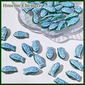 Hmeme 1Pc Painted Cute Small Fish Beads Charms Ceramic Spacer Loose Beads For Jewelry Making DIY Bracelet Accessories