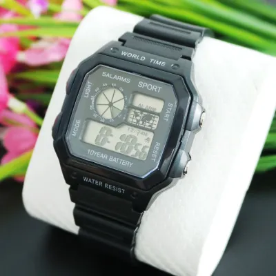 Đồng hồ điện tử nam nữ Crnaira C5599 đèn led sáng xem giờ ban đêm đầy đủ chức năng xem giờ lịch ngày tháng thứ báo thức và bấm giờ thể thao dây nhựa silicon dẻo dễ đeo