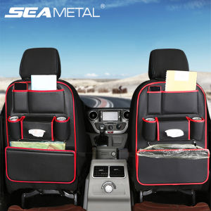 Tấm bọc lưng ghế xe hơi SEAMETAL bằng da PU đựng đồ sắp xếp gọn gàng-INTL