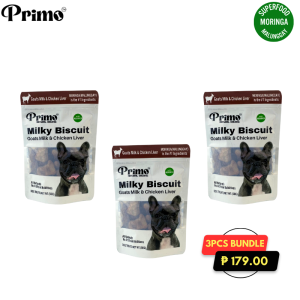 Primo Dog Cat Treats 3 pcs Bundle Milky Biscuits Goats Milk 70g with Moringa Malunggay