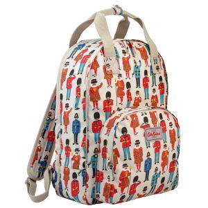 Cath Kidston Matt Oilcloth Multi Pocket Backpack Water Resistant Rucksack Guards & Friends Pattern Cream Colour 557702
