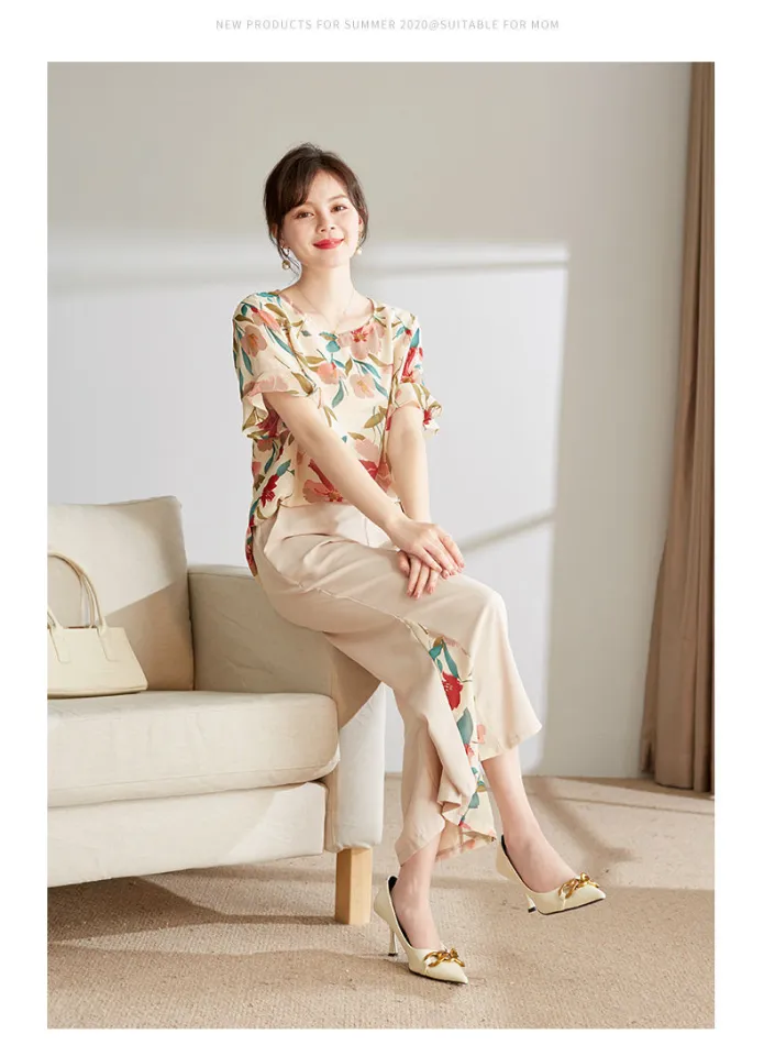 LOMOGI New Fashion Summer T-shirt casual Pants 2022 Korean Two Pieces Set  Women Suit