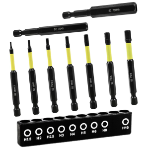 9 cái Kích thước số liệu đầu lục giác Allen wrenches Bộ khoan nhỏ H 1.5 đến H10 75 mét chiều dài 1/4 "chuôi lục giác tác động Bộ Tuốc nơ vít