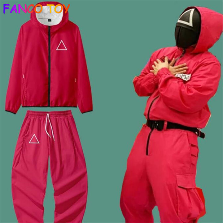 Korean Squid Game Jacket Pants Set Red South Drama Cosplay Red