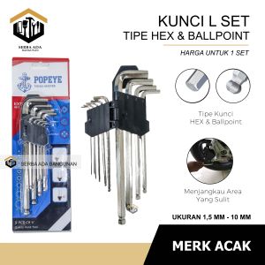 Kunci L set bintang 9 bagus murah komplit lengkap