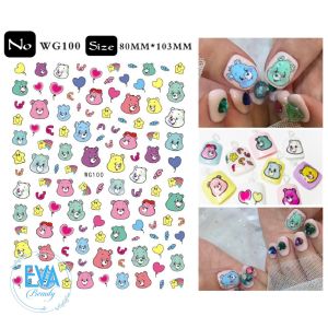 Sticker Dán Móng Tay 3D Dạng Decal Dán Chống Nước Hoạ Tiết Hoạt Hình Gấu Brown Và Thỏ Cony JO839