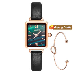 Aokeyo jam tangan wanita 2023 terbaru anti air jam tangan perempuan Hijau Luxury Retro Vintage Jam Tangan Cewek Casual Fashion(Free Kotak+Gelang)
