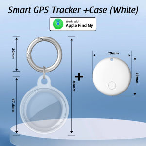 Smart Tracker Key Finder with Case and Keychain Smart Tag Item Finders Bluetooth GPS Tracker with Sound Works with Find My (iOS Only) Replaceable Battery Tracking Tag for Keys Wallet Backpack Bicycle and Luggage