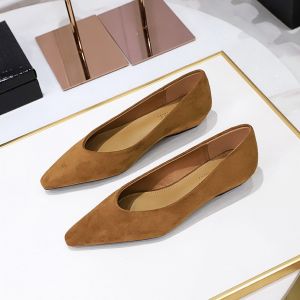IELGY Màu Đỏ thoải mái da lộn mũi nhọn gót thấp cho phụ nữ đa năng đơn giản