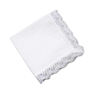 Portable Tie-dye Lace Trim Cotton Handkerchief for Woman Man Gentleman White Cotton Handkerchief Lace Trim Handkerchief