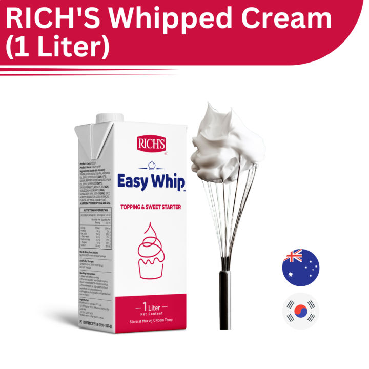 RICH'S Easy Whip Whipping Cream 1L For Icing, Toppings and many more