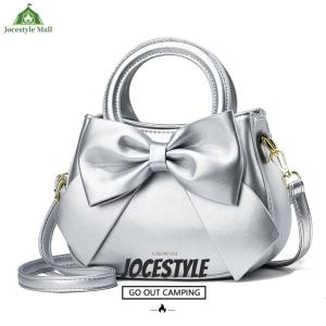 [Jocestyle Mall] Women PU Bow Elegant Handbag Large Capacity Simple Crossbody Bag Solid Color Chic Hobo Bag Detachable Strap for Outdoor Travel