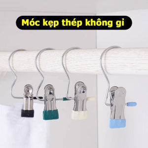 Combo 5 cái Móc Kẹp Đa Năng Chất Liệu Thép Không Gỉ Có Đầu Bọc Silicon Chống Trượt