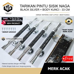 1 Satu set Handle Pintu kunci Sisik Naga 35 cm / Tarikan Pintu rumah / Pegangan Pintu rumah mewah / Gagang pintu rumah Modern Terbaru kupu tarung