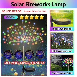 Firework Lights Solar Garden Lights 8 Lighting Modes Outdoor Deco Light for Garden Patio Walkway Pathway Party Wedding Decorative Lampu Raya 烟花灯