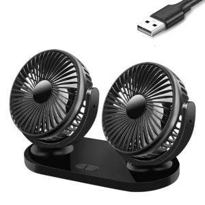 Dual-Head Electric Desk Fan Vehicle Mounted USB Fan Vehicle Air Fan for Car without Air Conditioning Easy to Install