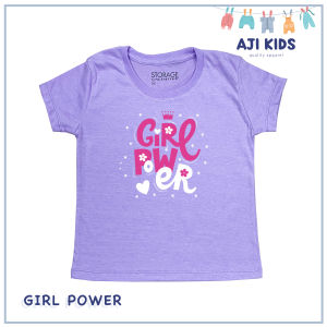 AJI Kids Girls Pastel Colored Graphic Tee with "Girl Power" Print