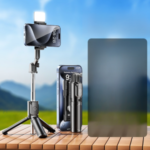 ขาตั้งกล้องแบบพกพา น้ำหนักเบา ทนทาน พร้อมรีโมทบลูทูธสำหรับถ่ายภาพท่องเที่ยวกลางแจ้ง 3 in 1 Mini Selfie Stick