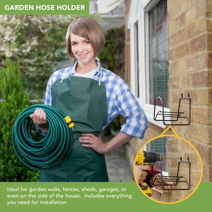 Icarer Garden Hose Rack Organizer Metal Hose Rack Hanger Holder Storage ...
