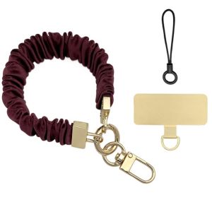 ESH63 Metal Card Mobile Phone Strap Pleated Design Pendant Cell Phone Chain Phone Case Hanging Anti-Lost Mobile Phone Lanyard Women/Lady/Girl