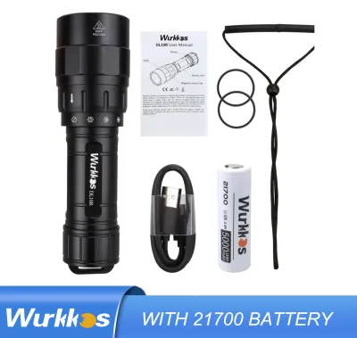 Wurkkos DL10R Scuba Diving Torch XHP70.2 LED Flashlights 4500lm 21700 USB-C Rechargeable Rotary Switch Control