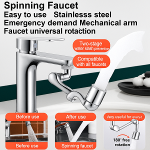 Faucet Spinning Modern Stainless Steel Extende Mechanical Arm Wide Range of Applications Kitchen