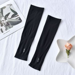 Handsock Sarung Tangan Sarung Lengan Berjari Plain Hitam / Ice Silk Hand Sock