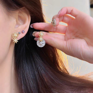 Fashionable Ring Gift 复古小众设计感新款罗盘星月八芒星耳环一款多戴式女精致轻奢耳饰