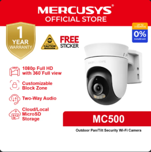 🎖 Mercusys Official Store | MC500 | 1080P Outdoor 360 Degrees Pan and Tilt Motion Tracking WiFi IP Security Cctv Sale Camera Connect to Cellphone with Mic and Speaker | Tapo