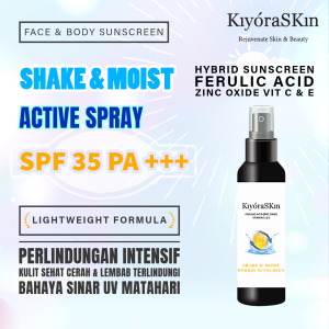 KiyoraSKin HYBRID SUNSCREEN SHAKE & MOIST ACTIVE SPRAY SPF 35 UV Sunblock Moisturizer Wajah Badan