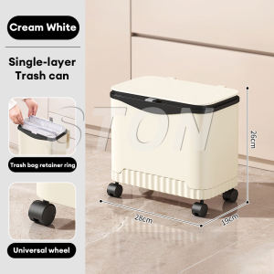 Trove Multi-Layer Kitchen Trash Can with Lid  Roller Movable Household Bathroom Multifunctional Shelf Storage Bin