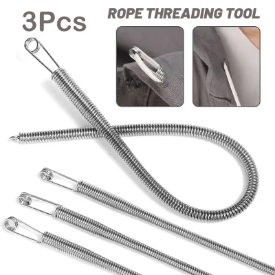 3PCS Bendable Spring Drawstring Threader Clip Pants Hoodies Elastic Band Lace Cord Flexible Drawstring Thread DIY Sewing Tool