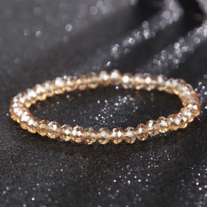 Bulk Wholesale Fashion Champagne Colorful White Austrian Crystal Beaded Stretch Strand Bracelets for Women