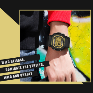 💕Ready Stock💕Student Waterproof Square Watch Multi-Function Electronic Watch Square Watch Single Display Square Watch Square Movement Outdoor Sports Waterproof Electronic Watch