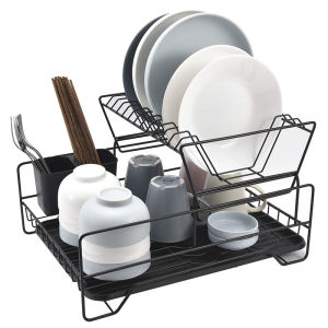 Dozzby Double-layer Stainless Steel Storage Dish Rack Rak Penyimpanan Pinggan餐具收纳架