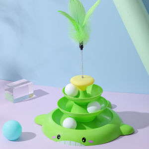 BEIWAN Cat toy รางบอลแมว ทาวเวอร์ 3 ชั้น ของเล่นแมว มีที่เสียบไม้ตกแมว Joy Tower บอลแมว