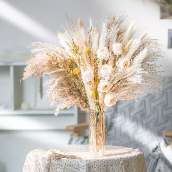 FVZSDF Artificial Plants Reed Flower Bouquet Fluffy Wheat Stalk Pampas ...