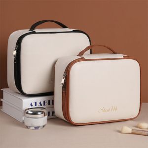 UNIITY Hình vuông Túi trang điểm có thể tháo rời Chống thấm nước Da PU Túi đựng đồ trang điểm Phong cách Hàn Quốc Khóa Túi mỹ phẩm Du lịch cho phụ nữ