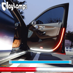 1 Pcs Universal Car Door Light LED Strip Light White Red Color Welcome Light Strobe Flashing Anti Rear-end Collision Safety