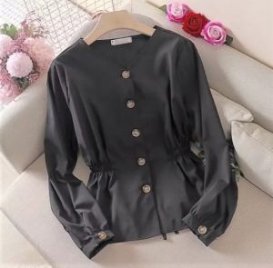 Baju Atasan Kemeja Wanita Jumbo Terbaru Kekinian Leher V Atasan Wanita Dewasa Busui friendly